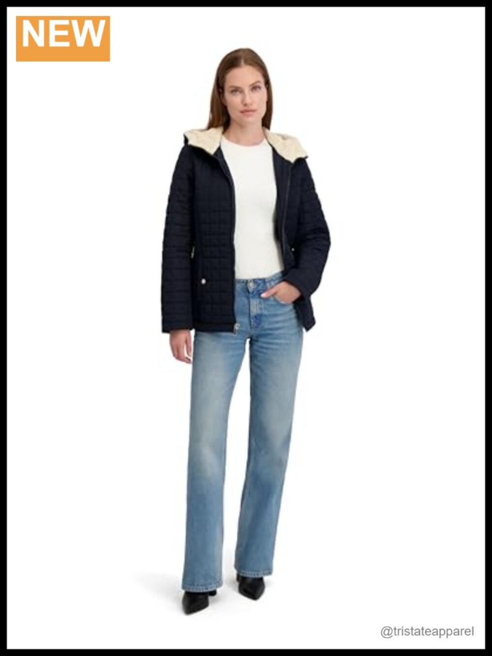 Quilted Bomber Jacket Women Lightweight Sherpa Lined Hood Zip Front Coats